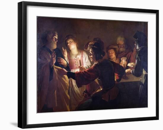 The Denial of St. Peter, C.1620-Gerrit van Honthorst-Framed Giclee Print