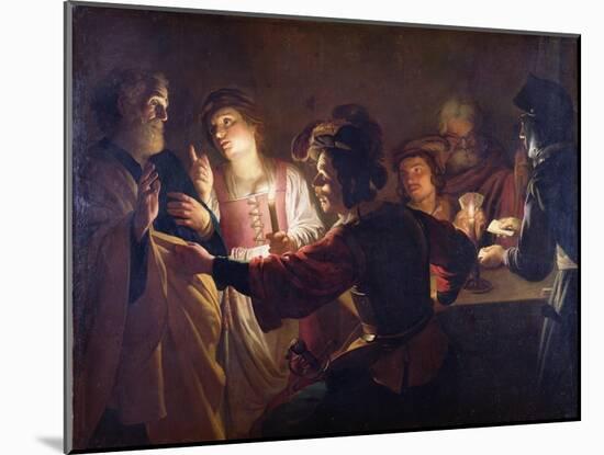 The Denial of St. Peter, C.1620-Gerrit van Honthorst-Mounted Giclee Print