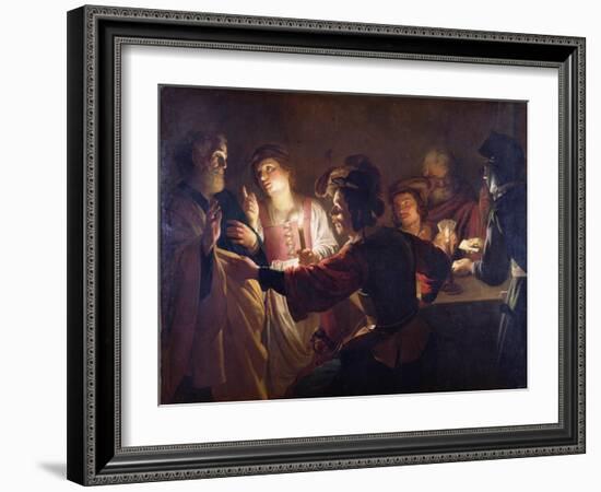 The Denial of St. Peter, C.1620-Gerrit van Honthorst-Framed Giclee Print