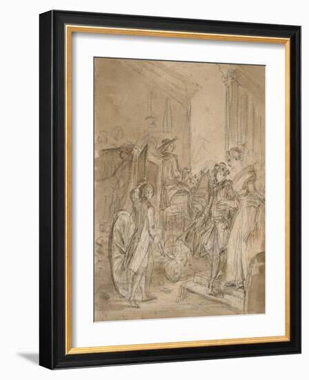 The Departure by Coach, C.1780-89-Jean-Honore Fragonard-Framed Giclee Print