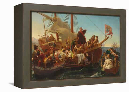 The Departure of Columbus from Palos in 1492, 1855-Emanuel Gottlieb Leutze-Framed Premier Image Canvas