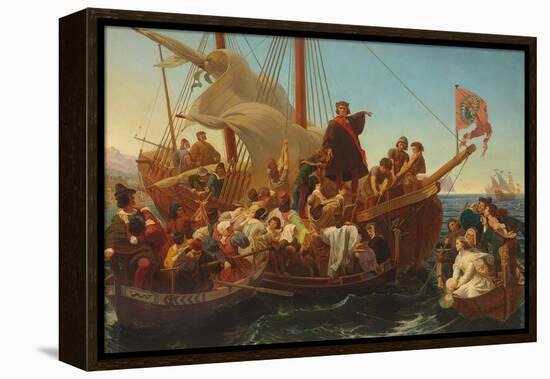 The Departure of Columbus from Palos in 1492, 1855-Emanuel Gottlieb Leutze-Framed Premier Image Canvas