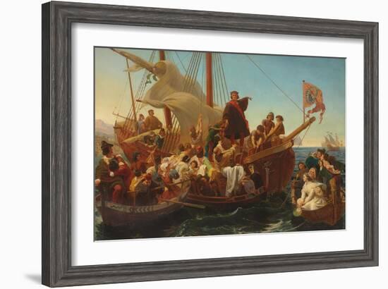 The Departure of Columbus from Palos in 1492, 1855-Emanuel Gottlieb Leutze-Framed Giclee Print