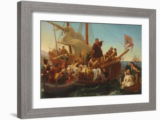 The Departure of Columbus from Palos in 1492, 1855-Emanuel Gottlieb Leutze-Framed Giclee Print