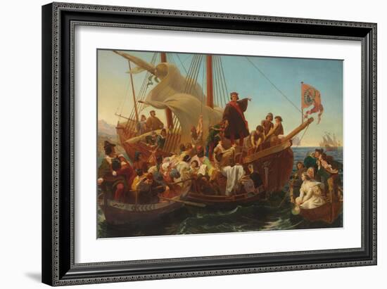 The Departure of Columbus from Palos in 1492, 1855-Emanuel Gottlieb Leutze-Framed Giclee Print