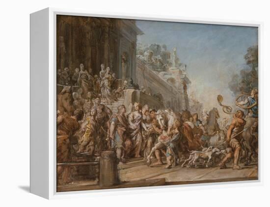 The Departure of Dido and Aeneas for the Hunt, 1772-4-Jean Bernard Restout-Framed Premier Image Canvas