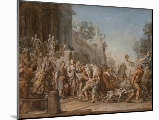 The Departure of Dido and Aeneas for the Hunt, 1772-4-Jean Bernard Restout-Mounted Giclee Print