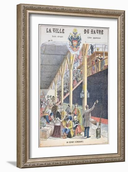 The Departure of Emigrants from Le Havre, Front Cover of a Schoolbook-G. Dascher-Framed Giclee Print