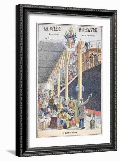 The Departure of Emigrants from Le Havre, Front Cover of a Schoolbook-G. Dascher-Framed Giclee Print