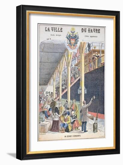 The Departure of Emigrants from Le Havre, Front Cover of a Schoolbook-G. Dascher-Framed Giclee Print