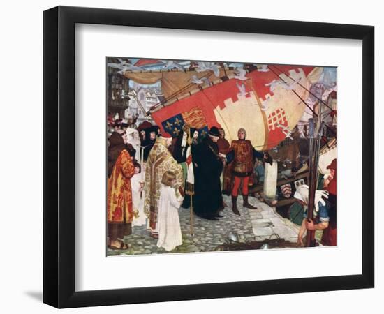 The Departure of John and Sebastian Cabot...On their First Voyage of Discovery in 1497, 1906-Ernest Board-Framed Giclee Print