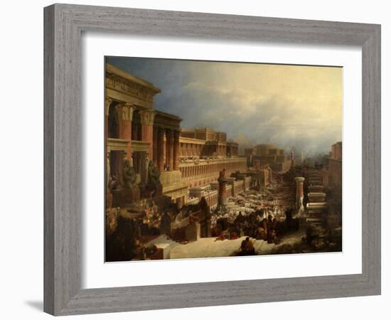 The Departure of the Israelites, 1829, by David Roberts, 1796-1864, British oil painting,-David Roberts-Framed Art Print