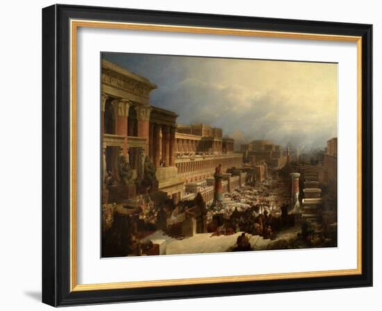 The Departure of the Israelites, 1829, by David Roberts, 1796-1864, British oil painting,-David Roberts-Framed Art Print