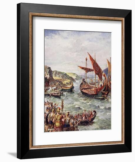 The Departure of the Romans from Britain, Illustration from 'The History of the Nation'-Henry Payne-Framed Premium Giclee Print