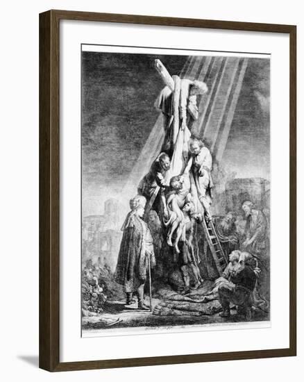 The Deposition, 1633 (Etching)-Rembrandt van Rijn-Framed Giclee Print