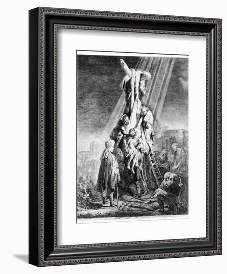 The Deposition, 1633 (Etching)-Rembrandt van Rijn-Framed Giclee Print