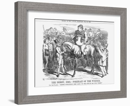 The Derby 1863 - Portrait of the Winner, 1863-John Tenniel-Framed Giclee Print