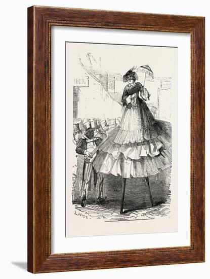 The Derby Day, Scenes by the Roadside and on the Downs: Crinoline on Stilts. Uk, 1860-null-Framed Giclee Print