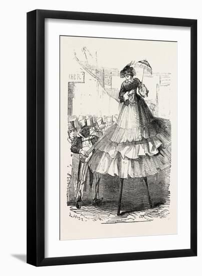 The Derby Day, Scenes by the Roadside and on the Downs: Crinoline on Stilts. Uk, 1860-null-Framed Giclee Print