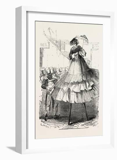 The Derby Day, Scenes by the Roadside and on the Downs: Crinoline on Stilts. Uk, 1860-null-Framed Giclee Print