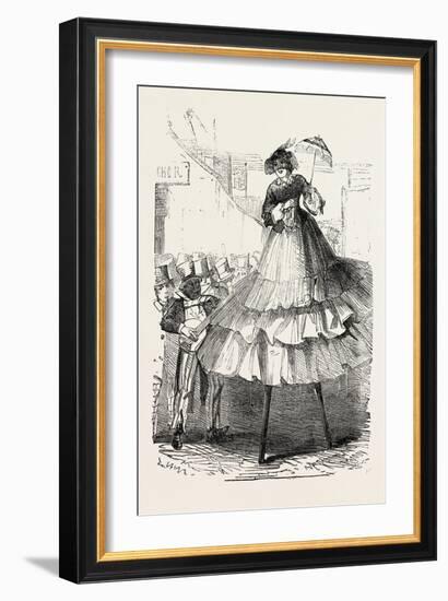 The Derby Day, Scenes by the Roadside and on the Downs: Crinoline on Stilts. Uk, 1860-null-Framed Giclee Print