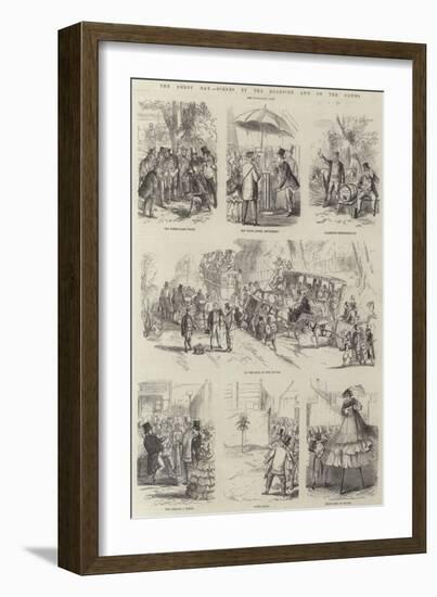 The Derby Day, Scenes by the Roadside and on the Downs-null-Framed Giclee Print