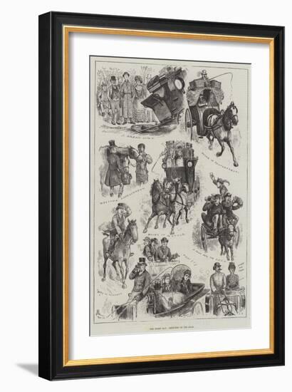 The Derby Day, Sketches on the Road-null-Framed Giclee Print