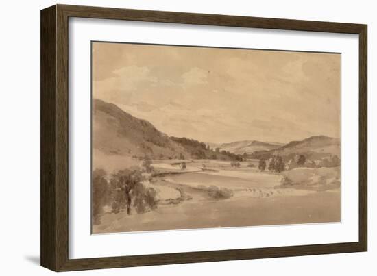 The Derwent Valley with Chatsworth in the Distance, 1801 watercolor-John Constable-Framed Giclee Print