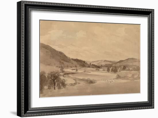 The Derwent Valley with Chatsworth in the Distance, 1801 watercolor-John Constable-Framed Giclee Print