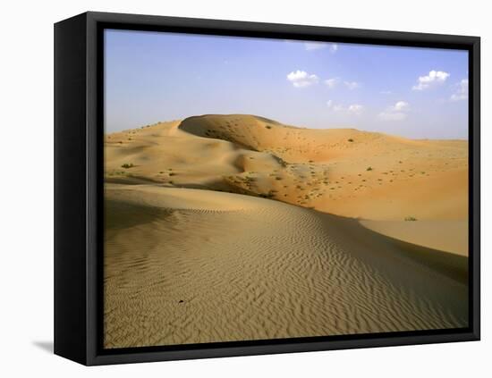 The desert near al-'Ain - sand dunes in striking pink colour-Werner Forman-Framed Premier Image Canvas