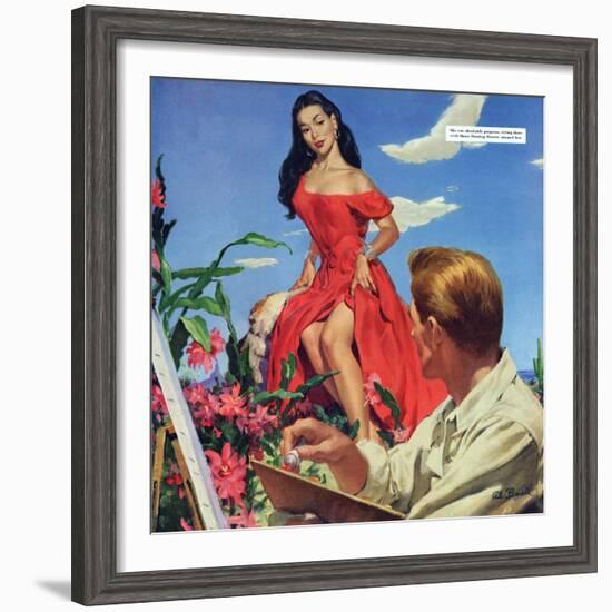 The Desert Orchird  - Saturday Evening Post "Leading Ladies", December 6, 1952 pg.43-Al Buell-Framed Giclee Print