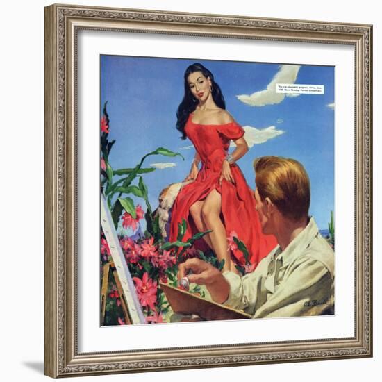 The Desert Orchird  - Saturday Evening Post "Leading Ladies", December 6, 1952 pg.43-Al Buell-Framed Giclee Print