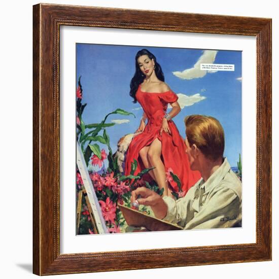 The Desert Orchird  - Saturday Evening Post "Leading Ladies", December 6, 1952 pg.43-Al Buell-Framed Giclee Print