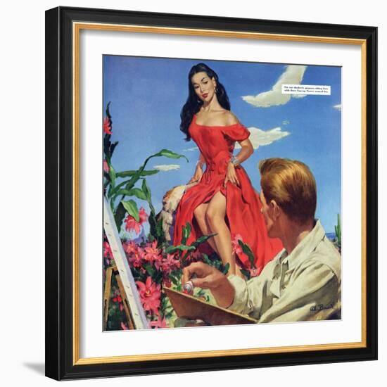 The Desert Orchird  - Saturday Evening Post "Leading Ladies", December 6, 1952 pg.43-Al Buell-Framed Giclee Print