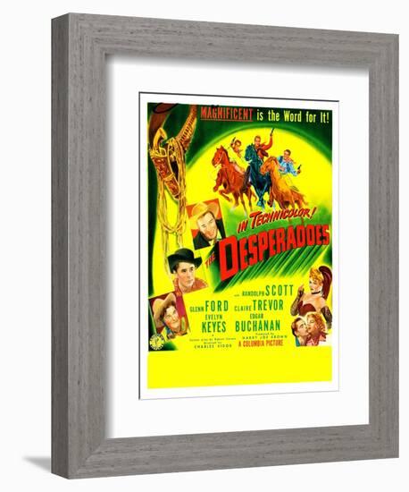 THE DESPERADOES, US poster, left from bottom: Guinn Williams, Glenn Ford, Randolph Scott,-null-Framed Premium Giclee Print