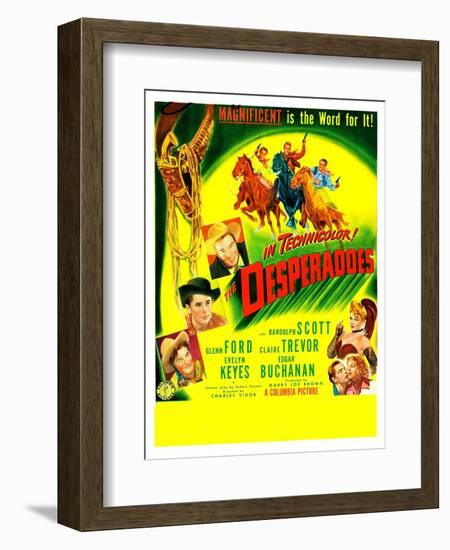 THE DESPERADOES, US poster, left from bottom: Guinn Williams, Glenn Ford, Randolph Scott,-null-Framed Premium Giclee Print