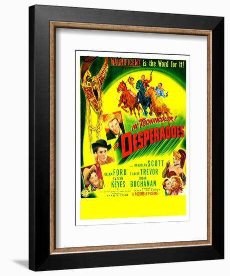 THE DESPERADOES, US poster, left from bottom: Guinn Williams, Glenn Ford, Randolph Scott,-null-Framed Premium Giclee Print