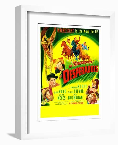 THE DESPERADOES, US poster, left from bottom: Guinn Williams, Glenn Ford, Randolph Scott,-null-Framed Premium Giclee Print