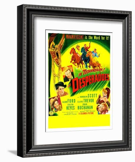 THE DESPERADOES, US poster, left from bottom: Guinn Williams, Glenn Ford, Randolph Scott,-null-Framed Premium Giclee Print