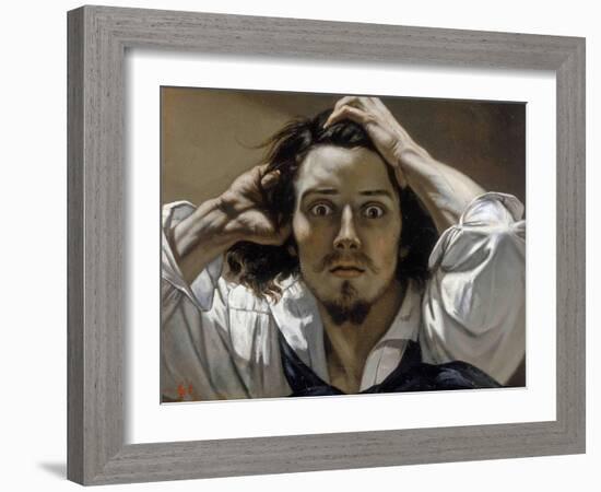 The Desperate Man (Self-Portrai)-Gustave Courbet-Framed Giclee Print