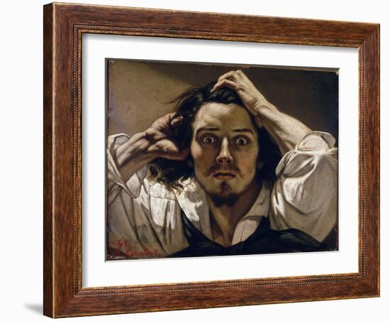 The Desperate Man (Self Portrait), 1843-45 (Oil on Canvas)-Gustave Courbet-Framed Giclee Print