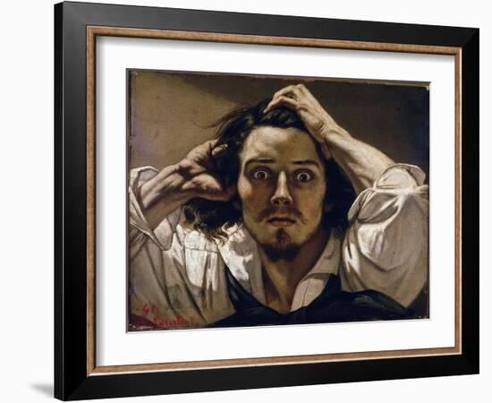 The Desperate Man (Self Portrait), 1843-45 (Oil on Canvas)-Gustave Courbet-Framed Giclee Print