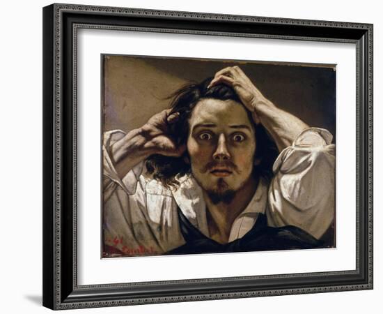 The Desperate Man (Self Portrait), 1843-45 (Oil on Canvas)-Gustave Courbet-Framed Giclee Print