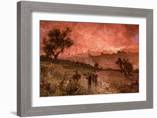 The destruction of Jerusalem by Nebuzar-Adan - Bible-William Brassey Hole-Framed Giclee Print