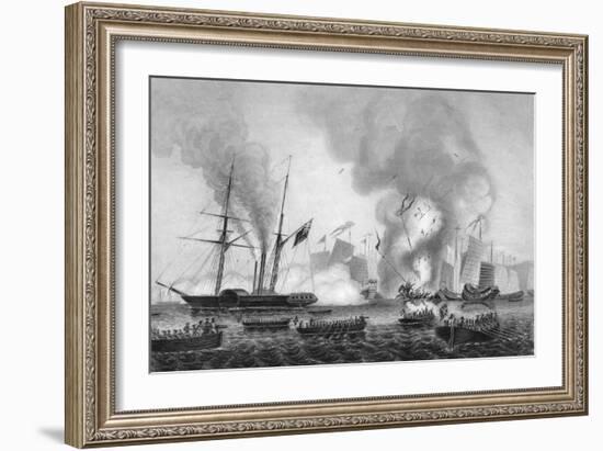 The Destruction of the Chinese War Junk in Anson's Bay, 7 January 1841-George Greatbatch-Framed Giclee Print