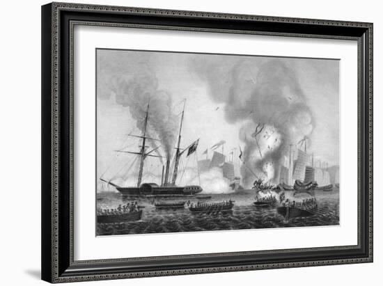 The Destruction of the Chinese War Junk in Anson's Bay, 7 January 1841-George Greatbatch-Framed Giclee Print