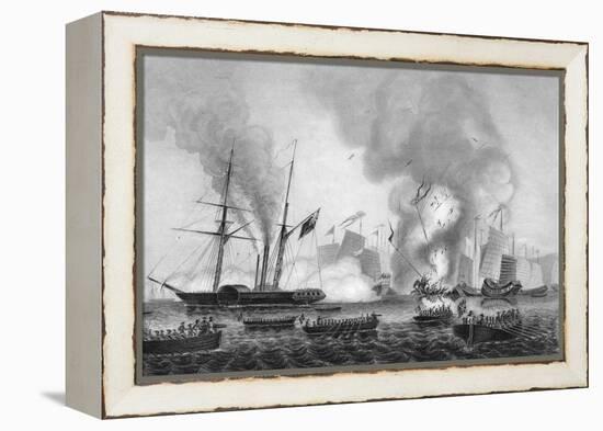 The Destruction of the Chinese War Junk in Anson's Bay, 7 January 1841-George Greatbatch-Framed Premier Image Canvas