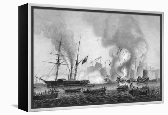 The Destruction of the Chinese War Junk in Anson's Bay, 7 January 1841-George Greatbatch-Framed Premier Image Canvas