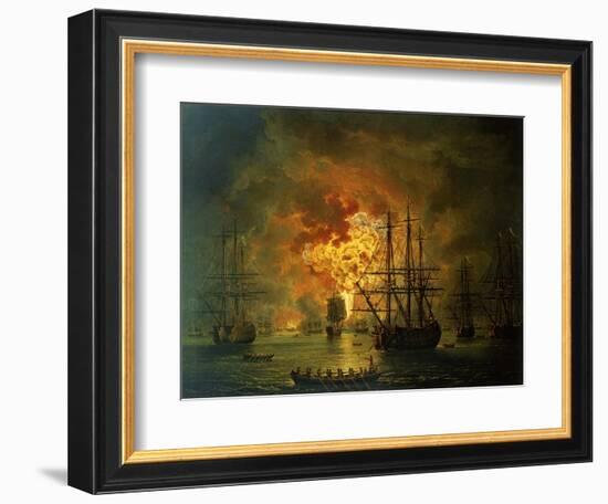 The Destruction of the Turkish Fleet at the Bay of Chesma, 1772-Jacob-Philippe Hackert-Framed Giclee Print