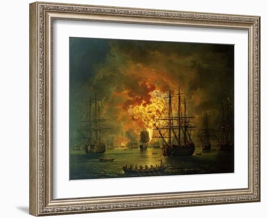 The Destruction of the Turkish Fleet at the Bay of Chesma, 1772-Jacob-Philippe Hackert-Framed Giclee Print